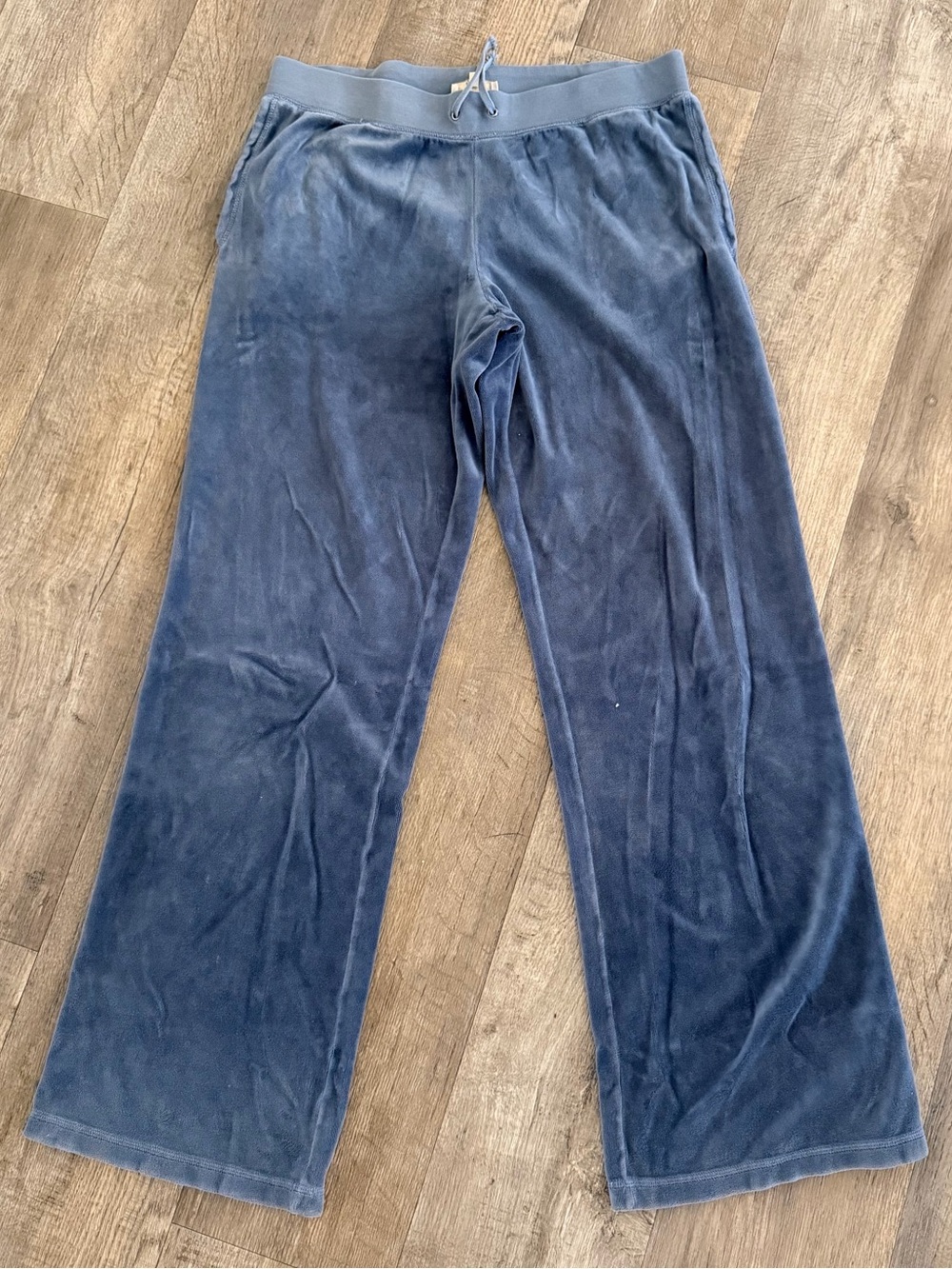 Vintage Juicy Couture Made In USA Blue Velour Y2K Sz Large Pull On SweatPants 90